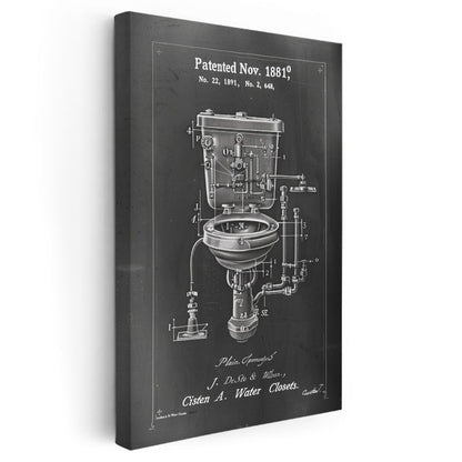 Tuvalet Mekanizması - 1881 Tarihli Detaylı Mühendislik Çizimi Kanvas Tablo