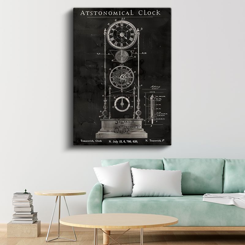 Astronomik Saat - Karmaşık Zaman Mekanizması Kanvas Tablo