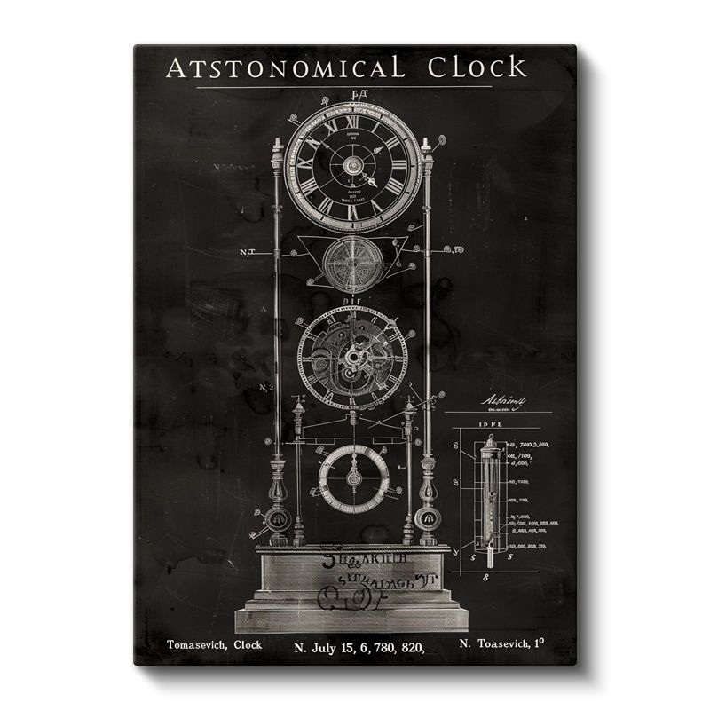 Astronomik Saat - Karmaşık Zaman Mekanizması Kanvas Tablo