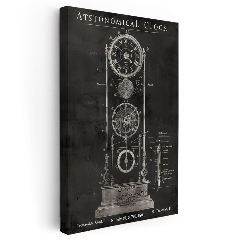 Astronomik Saat - Karmaşık Zaman Mekanizması Kanvas Tablo