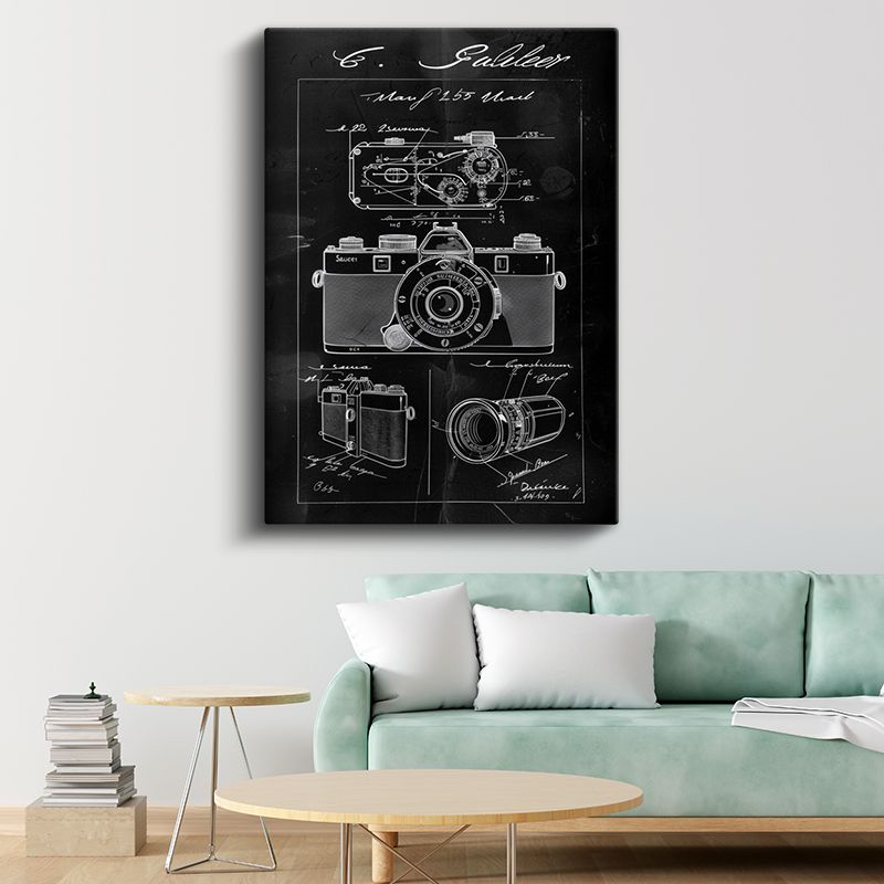 Fotoğraf Makinesi - Detaylı Teknik Çizim Kanvas Tablo