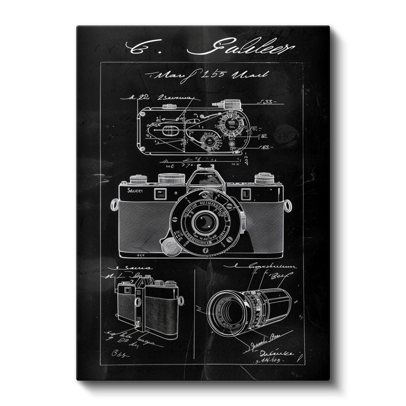 Fotoğraf Makinesi - Detaylı Teknik Çizim Kanvas Tablo