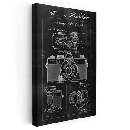 Fotoğraf Makinesi - Detaylı Teknik Çizim Kanvas Tablo