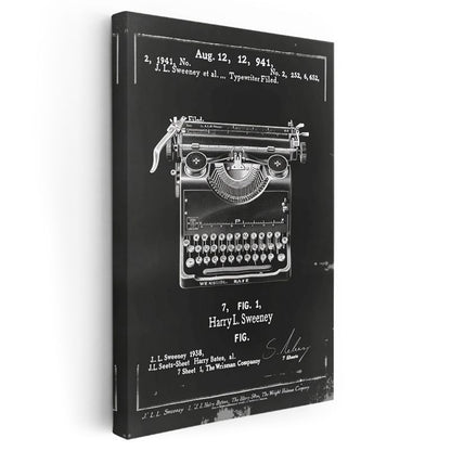 Daktilo Patenti - 1941 Tarihli Nostaljik Tasarım Kanvas Tablo