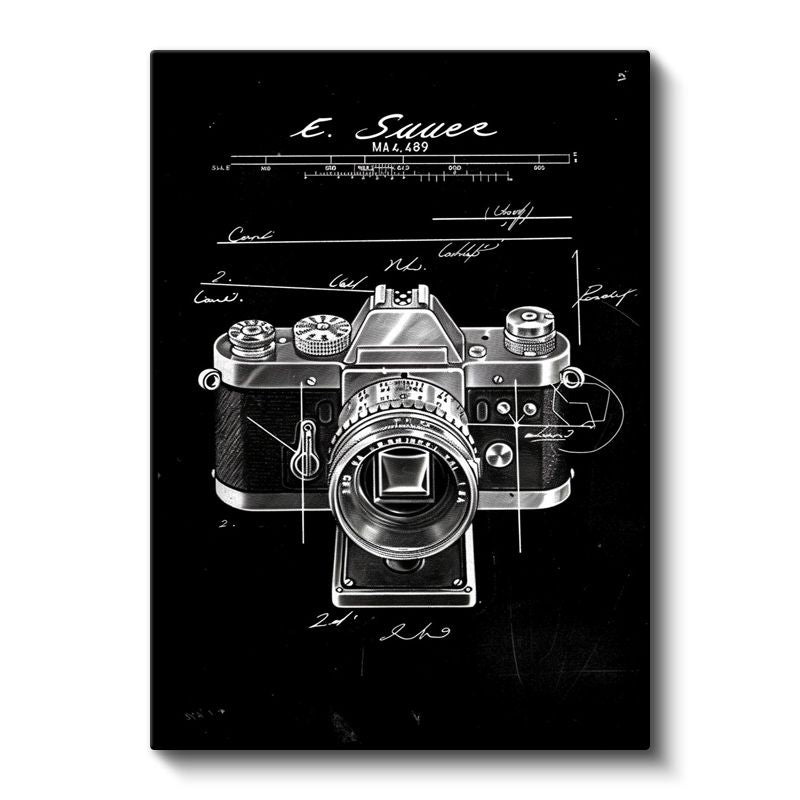 Fotoğraf Makinesi Şeması - Klasik Analog Ekipman Kanvas Tablo