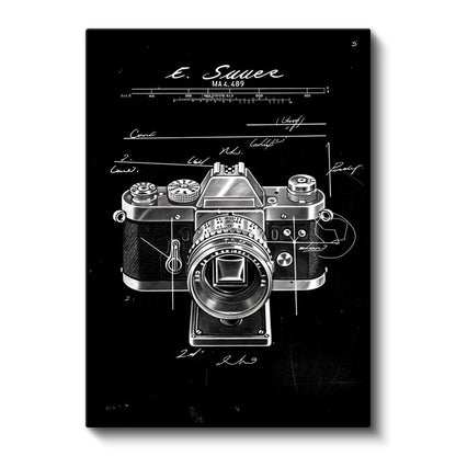 Fotoğraf Makinesi Şeması - Klasik Analog Ekipman Kanvas Tablo