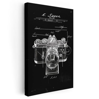 Fotoğraf Makinesi Şeması - Klasik Analog Ekipman Kanvas Tablo
