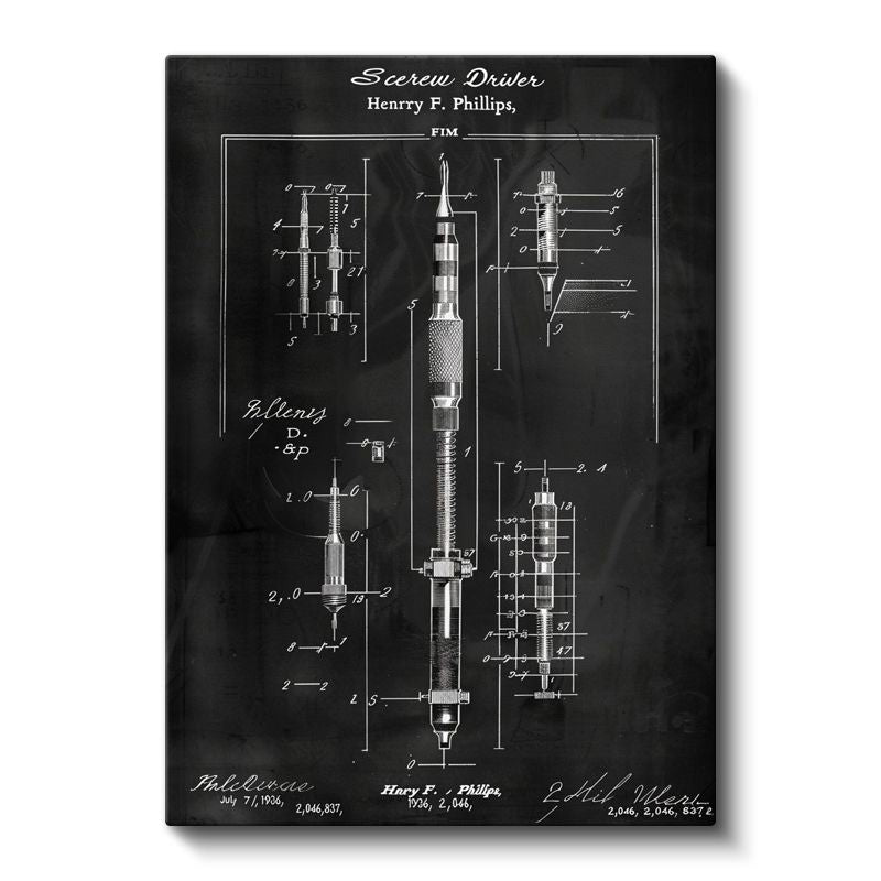 Tornavida Teknik Çizimi - Endüstriyel Tasarım Kanvas Tablo