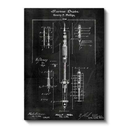 Tornavida Teknik Çizimi - Endüstriyel Tasarım Kanvas Tablo