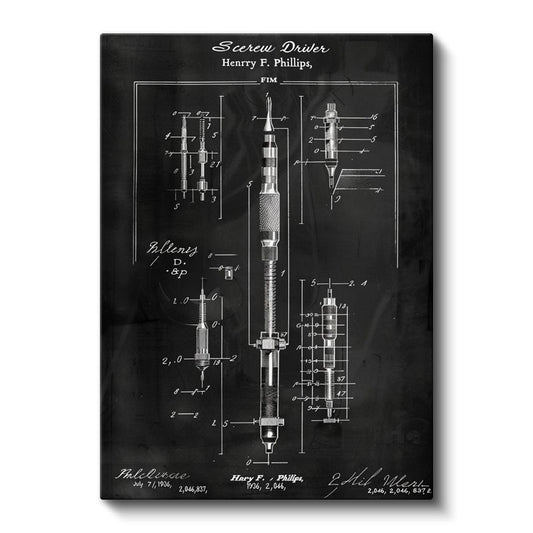 Tornavida Teknik Çizimi - Endüstriyel Tasarım Kanvas Tablo