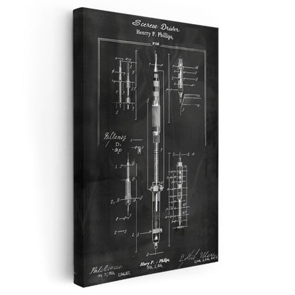Tornavida Teknik Çizimi - Endüstriyel Tasarım Kanvas Tablo