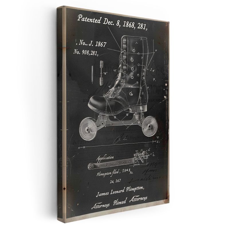 Tekerlekli Bot Patenti - 1868 Tarihli İlk Paten Tasarımı Kanvas Tablo