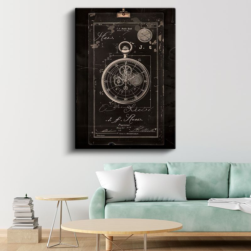 Cep Saati Mekanizması - Detaylı Kronograf Çizimi Kanvas Tablo