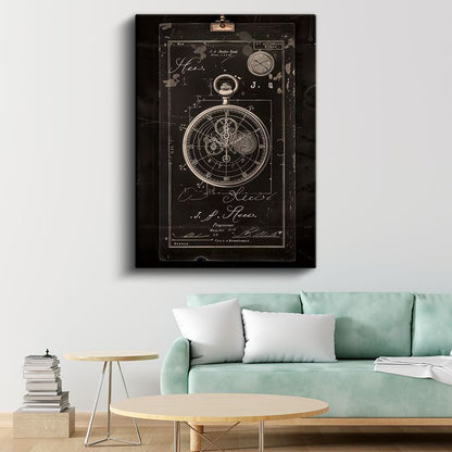 Cep Saati Mekanizması - Detaylı Kronograf Çizimi Kanvas Tablo