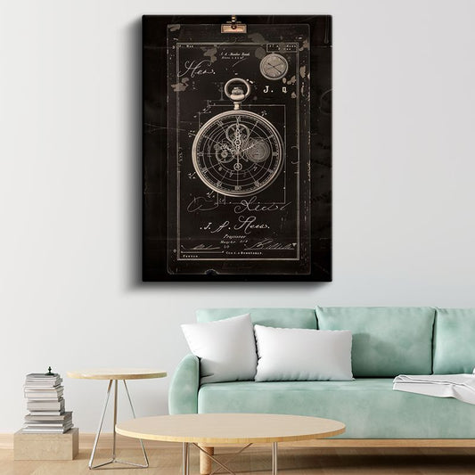 Cep Saati Mekanizması - Detaylı Kronograf Çizimi Kanvas Tablo