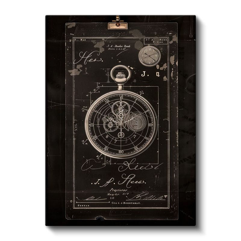 Cep Saati Mekanizması - Detaylı Kronograf Çizimi Kanvas Tablo