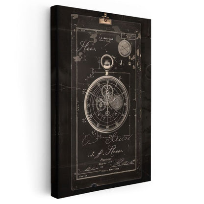 Cep Saati Mekanizması - Detaylı Kronograf Çizimi Kanvas Tablo