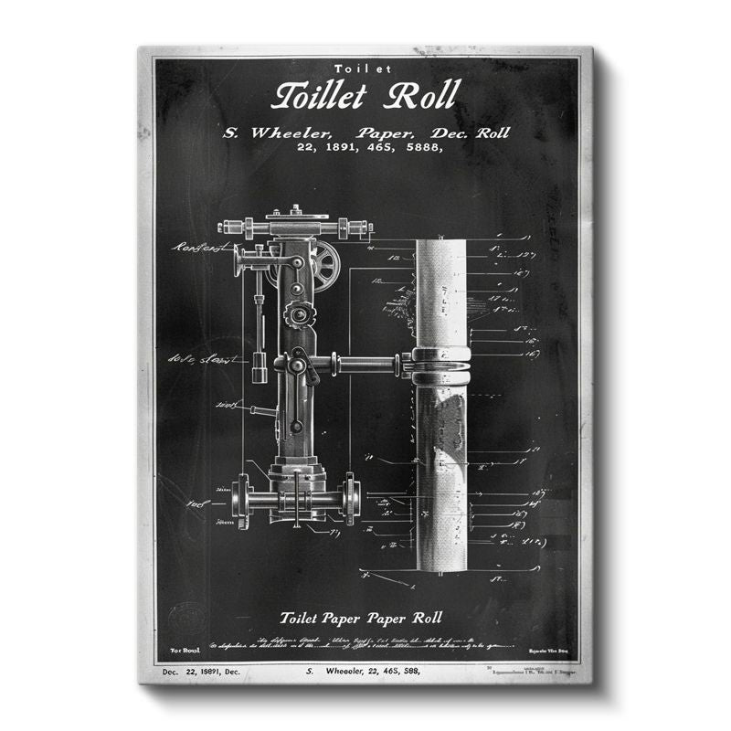Tuvalet Kağıdı Rulosu - 1891 Tarihli İlginç Patent Kanvas Tablo