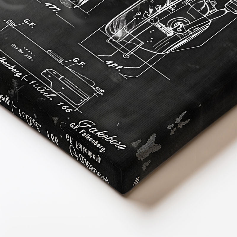Dikey Kanvas Tablo Kulaklık Patent Çizimi Teknik İllüstrasyon Vintage Tablo Ev Ofis Duvar Dekoru