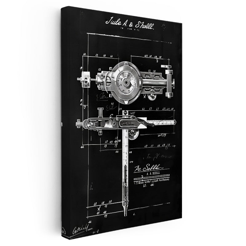 Dikey Kanvas Tablo Kaliper Ölçüm Aleti Patent Kara Tahta Vintage Tablo Ev Ofis Duvar Dekoru