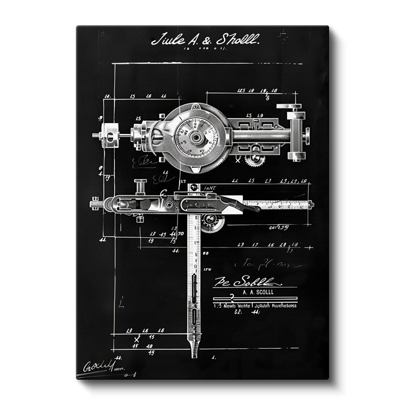 Dikey Kanvas Tablo Kaliper Ölçüm Aleti Patent Kara Tahta Vintage Tablo Ev Ofis Duvar Dekoru