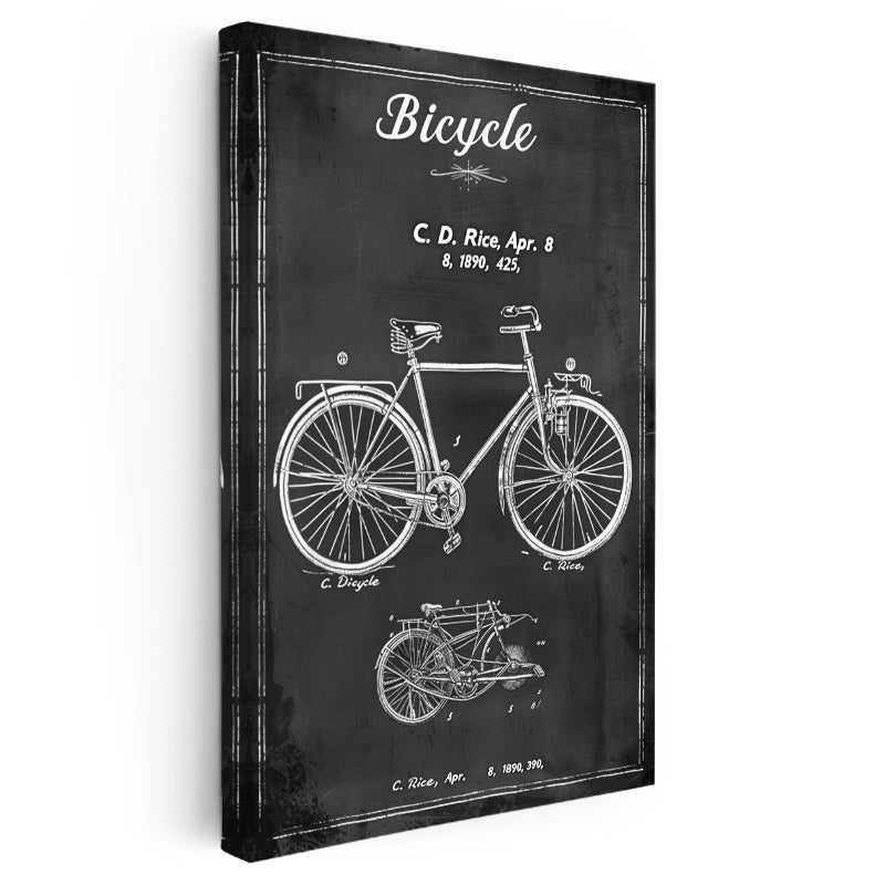 Dikey Kanvas Tablo Bisiklet Patent Taslağı Kara Tahta Vintage Tablo Ev Ofis Duvar Dekoru