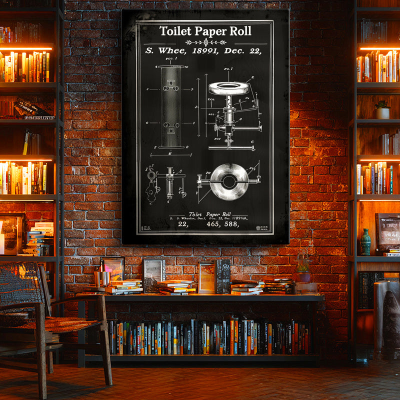 Dikey Kanvas Tablo Tuvalet Kağıdı Rulo Patent Kara Tahta Vintage Tablo Ev Ofis Duvar Dekoru