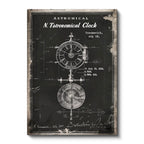 Dikey Kanvas Tablo Astronomik Saat Patent Çizimi Teknik Vintage Tablo Ev Ofis Duvar Dekoru