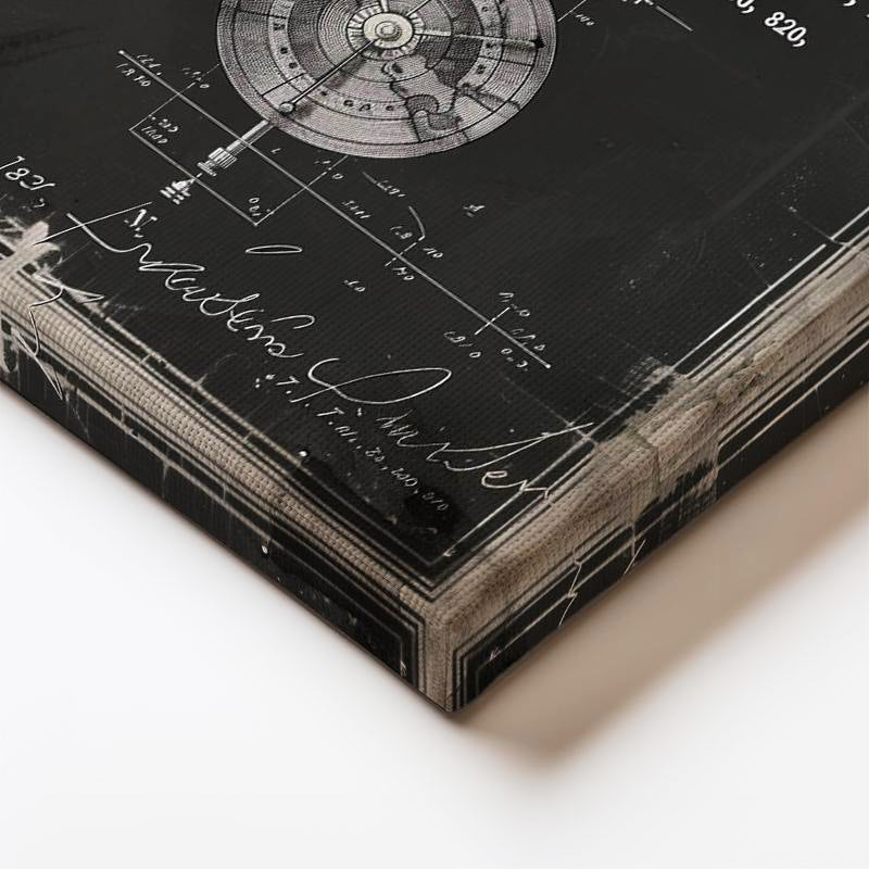 Dikey Kanvas Tablo Astronomik Saat Patent Çizimi Teknik Vintage Tablo Ev Ofis Duvar Dekoru