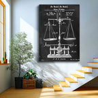 Dikey Kanvas Tablo Antik Denge Terazisi Patent Çizimi Teknik Vintage Tablo Ev Ofis Duvar Dekoru