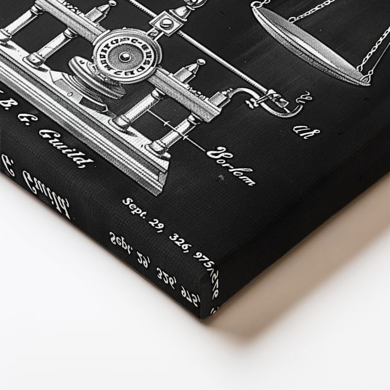 Dikey Kanvas Tablo Antik Denge Terazisi Patent Çizimi Teknik Vintage Tablo Ev Ofis Duvar Dekoru