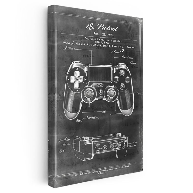 Dikey Kanvas Tablo Oyun Konsolu Kontrolcüsü Patent Çizimi Oyun Vintage Tablo Ev Ofis Duvar Dekoru