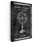 Dikey Kanvas Tablo Armillary Sphere Küre Patent Çizimi Teknik Vintage Tablo Ev Ofis Duvar Dekoru