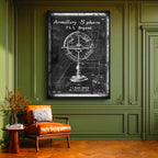 Dikey Kanvas Tablo Armillary Sphere Küre Patent Çizimi Teknik Vintage Tablo Ev Ofis Duvar Dekoru