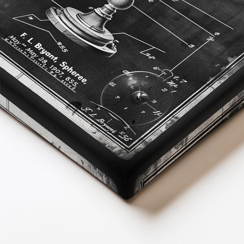 Dikey Kanvas Tablo Armillary Sphere Küre Patent Çizimi Teknik Vintage Tablo Ev Ofis Duvar Dekoru