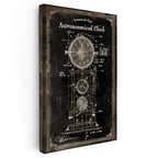 Dikey Kanvas Tablo Astronomik Saat Patent Çizimi Şık Vintage Tablo Ev Ofis Duvar Dekoru