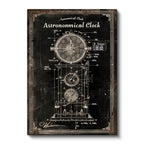Dikey Kanvas Tablo Astronomik Saat Patent Çizimi Şık Vintage Tablo Ev Ofis Duvar Dekoru