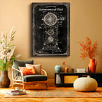 Dikey Kanvas Tablo Astronomik Saat Patent Çizimi Şık Vintage Tablo Ev Ofis Duvar Dekoru