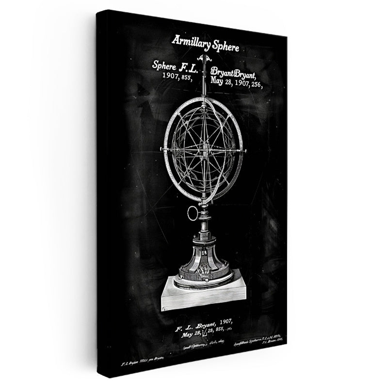 Dikey Kanvas Tablo Armillary Sphere Küre Kaideli Vintage Tablo Ev Ofis Duvar Dekoru