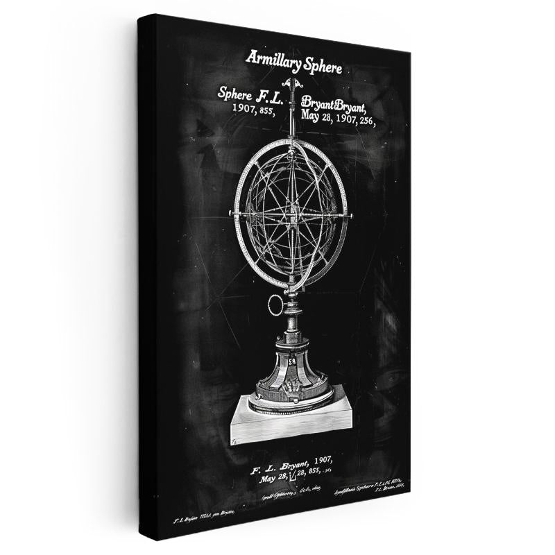 Dikey Kanvas Tablo Armillary Sphere Küre Kaideli Vintage Tablo Ev Ofis Duvar Dekoru