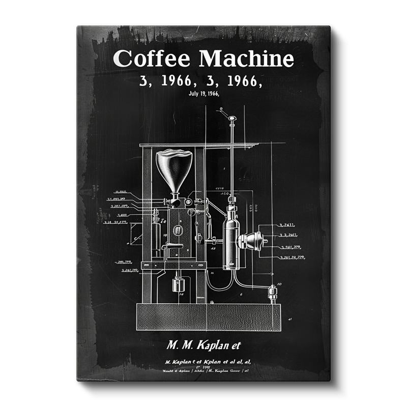 Dikey Kanvas Tablo Endüstriyel Kahve Makinesi Patent Teknik Vintage Tablo Ev Ofis Duvar Dekoru