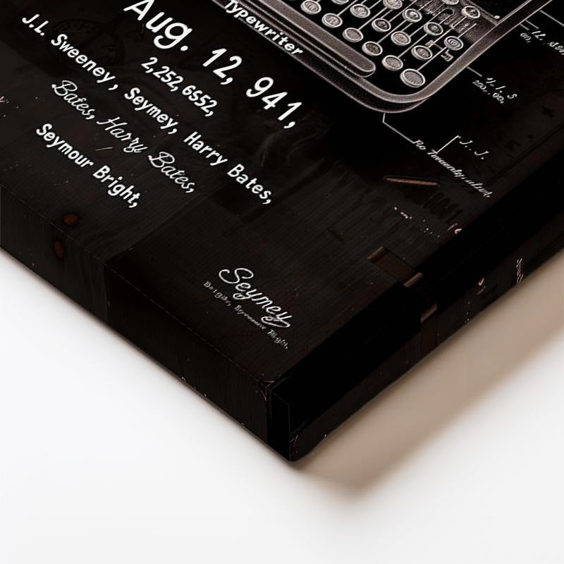 Dikey Kanvas Tablo Daktilo Makinesi Yakın Çekim Patent Vintage Tablo Ev Ofis Duvar Dekoru