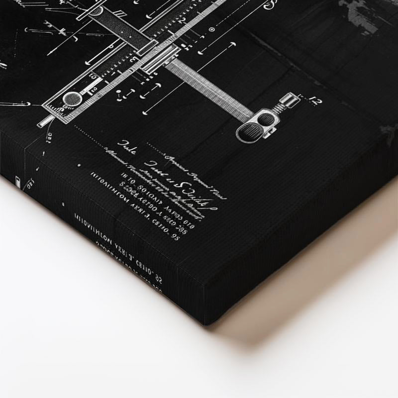 Dikey Kanvas Tablo Hassas Ölçüm Mekanizması Patent Çizimi Teknik Vintage Tablo Ev Ofis Duvar Dekoru