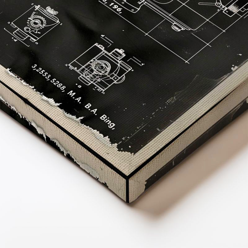 Dikey Kanvas Tablo Fotoğraf Makinesi Patent Çizimi Teknik Vintage Tablo Ev Ofis Duvar Dekoru