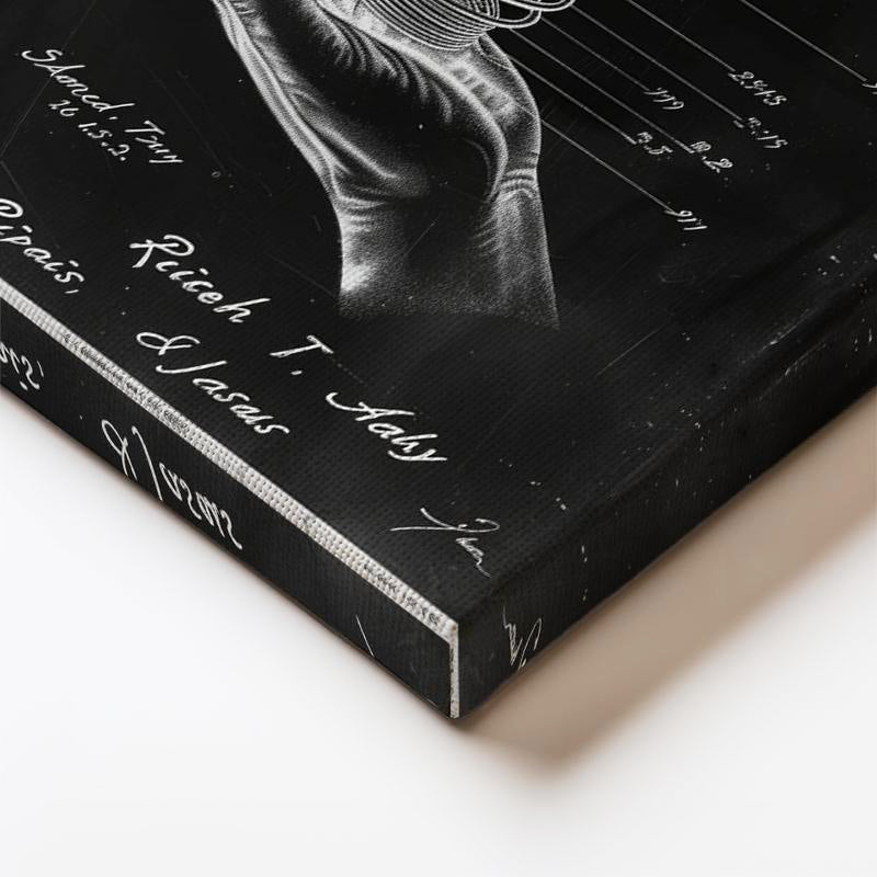 Dikey Kanvas Tablo Ellerde Yay Mekanizması Patent Çizimi Teknik Vintage Tablo Ev Ofis Duvar Dekoru