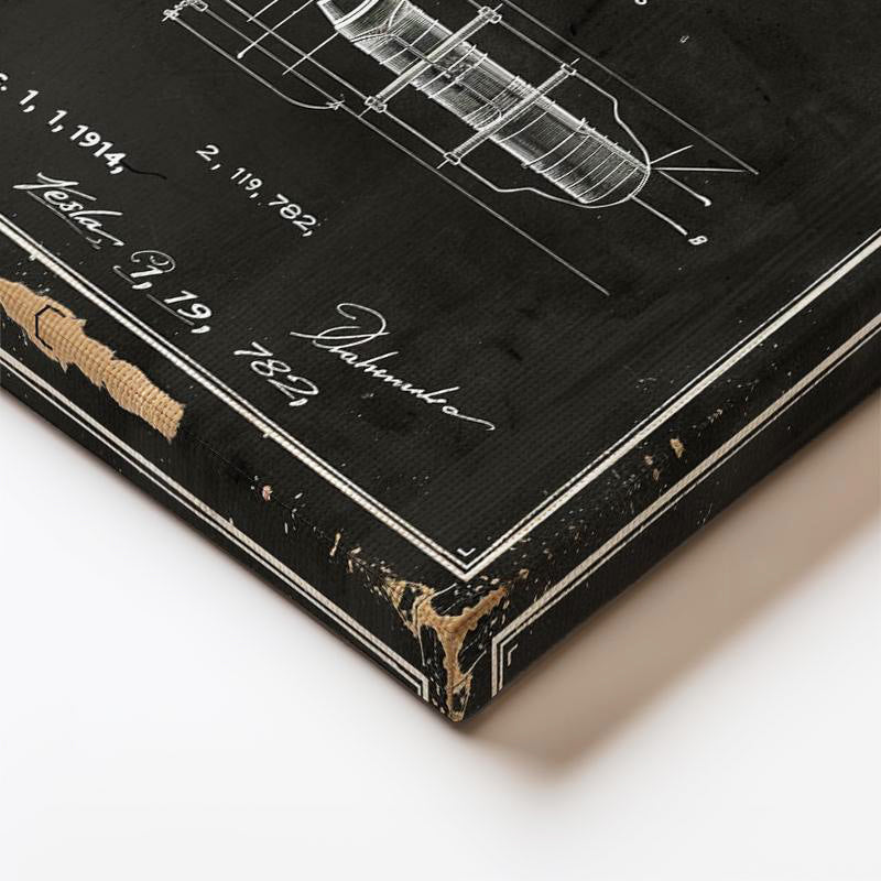 Dikey Kanvas Tablo Tesla Enerji İletim Aparatı Patent Teknik Vintage Tablo Ev Ofis Duvar Dekoru