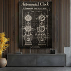 Dikey Kanvas Tablo Astronomik Saat Mekanizması Patent Vintage Tablo Ev Ofis Duvar Dekoru