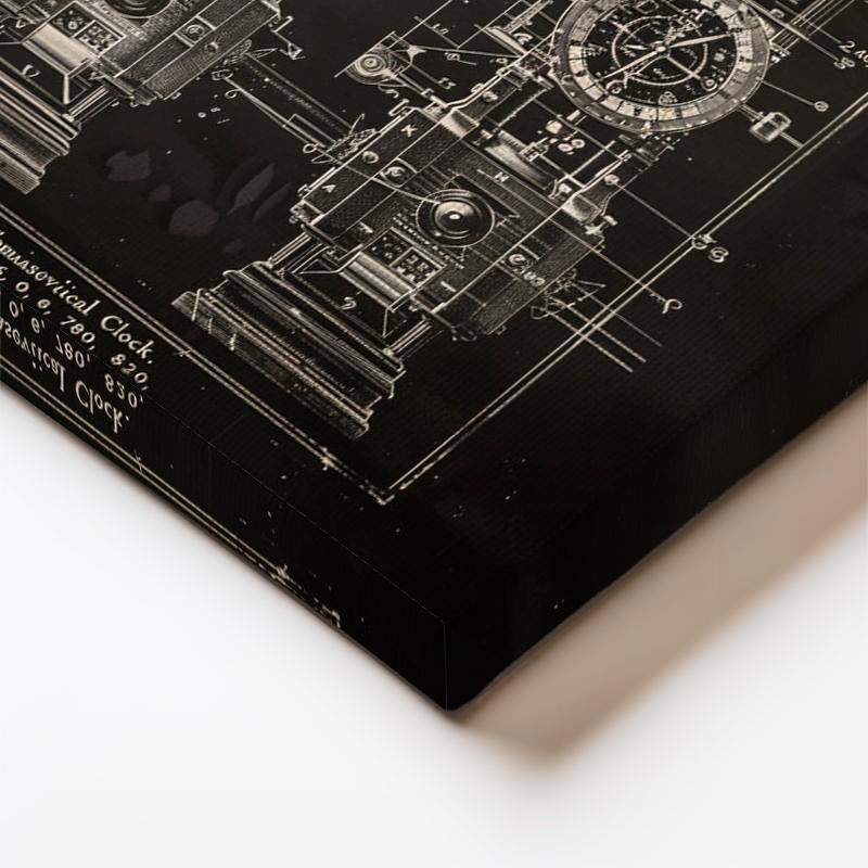 Dikey Kanvas Tablo Astronomik Saat Mekanizması Patent Vintage Tablo Ev Ofis Duvar Dekoru