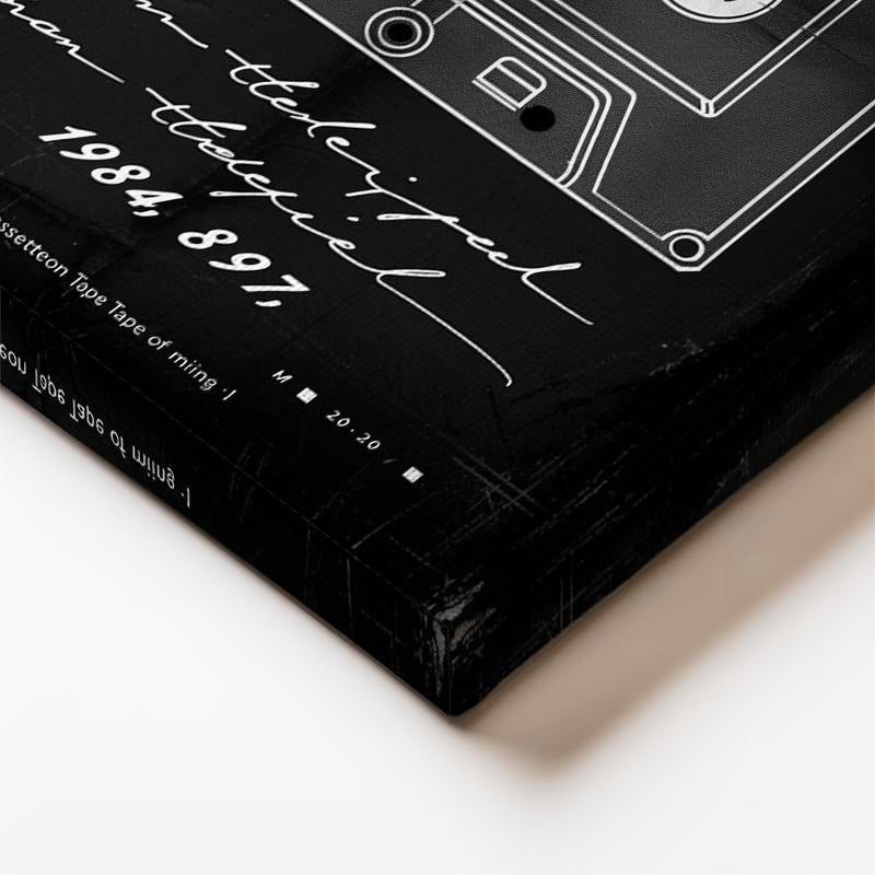 Dikey Kanvas Tablo Kaset Patent Çizimi Sade Vintage Tablo Ev Ofis Duvar Dekoru