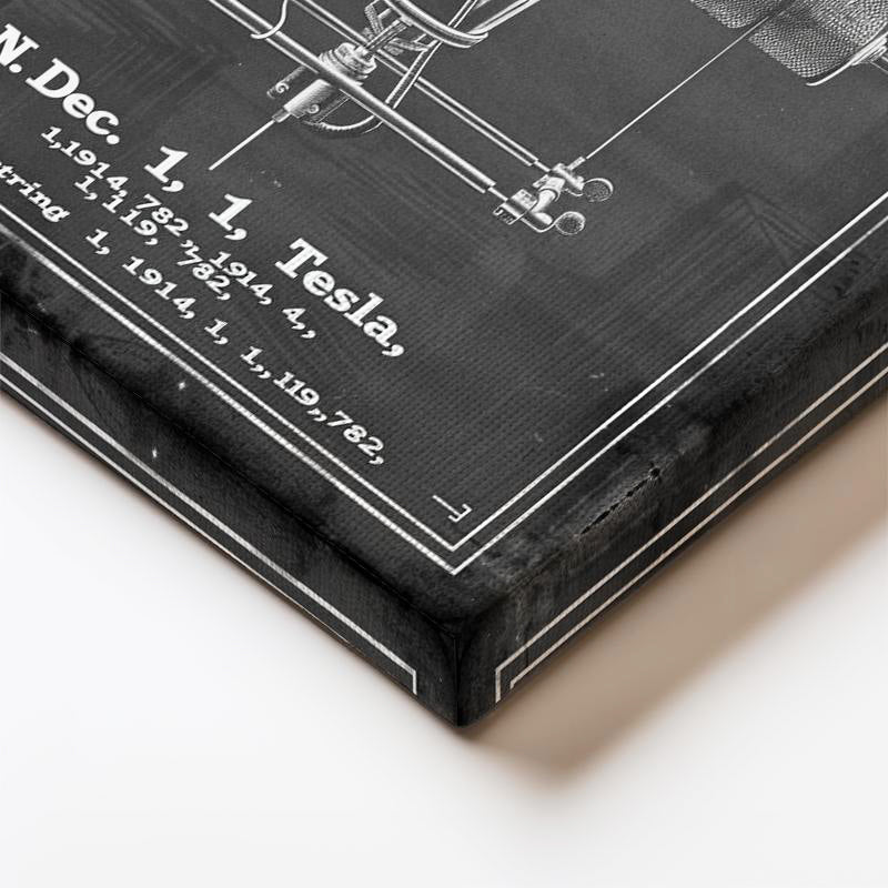 Dikey Kanvas Tablo Tesla Enerji İletim Cihazı Patent Teknik Vintage Tablo Ev Ofis Duvar Dekoru